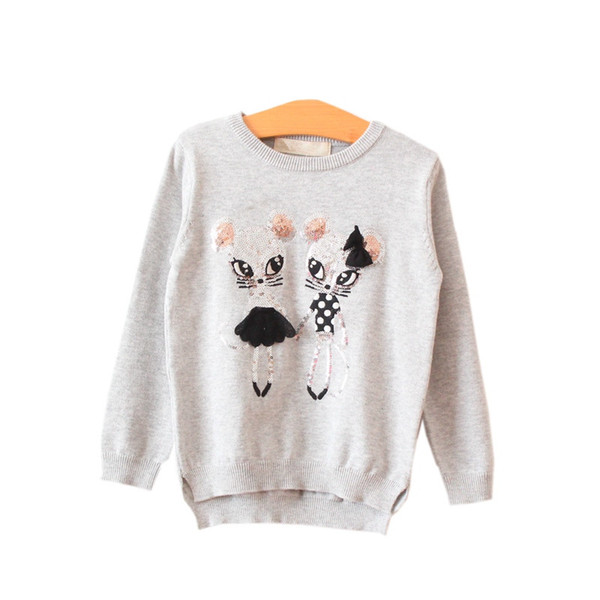 2018 Autumn Baby Girl Sweater Kids Cardigan Animal Baby Sweater sequins Girls Sweater Baby Outerwear Pantter Children Clothing
