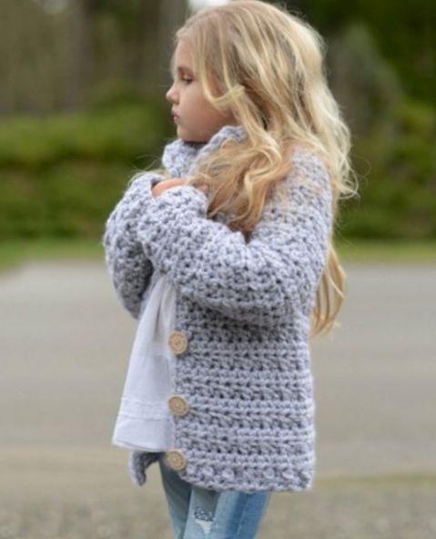 Grey Sweater Coat Children Kids Baby Girls Outfit Button Knitted Sweater Cardigan Coat Clothes free shipping