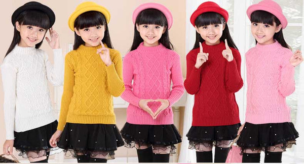 2017 New Winter Kids Infant Baby Cartoon Sweater Girls Clothes Child Pullover Girl Turtleneck Sweaters Children Warm Outerwear