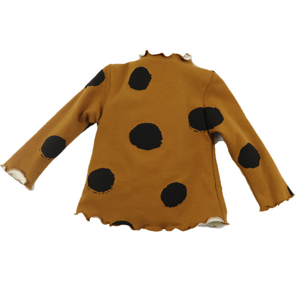 Autumn and Winter all cotton thickened brushed big dot printed casual fashion princess long sleeve sweater for cute baby girls