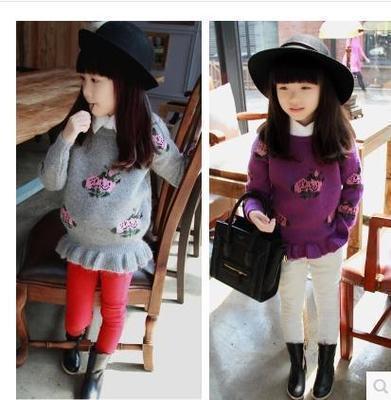 2019 New Autumn/winter Children Wood Ear Rose Petals Sweater Children Pullovers Baby /girl Sweater