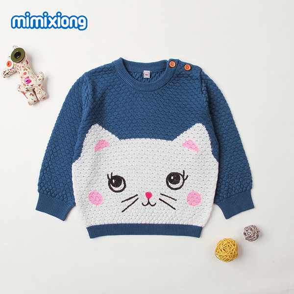 Newborn Baby Boys Sweater Adorable Cat Knit Toddler Girls Jumper Spring Summer Thin Infant Knitwear Long Sleeve Children Clothes