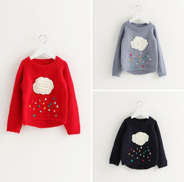 2017 Spring Autumn Girls Sweater Baby Kids Cartoon Raining Long Sleeve Knitted Tops Pullovers Children Knitwear Sweaters 3 Colors