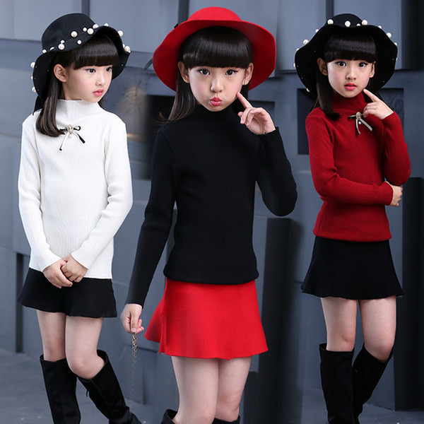 Sweater For School Girls Jumper Autumn Winter Sweaters Children Kids Knitted Pullover Warm Outerwear Babi Turtleneck Sweater