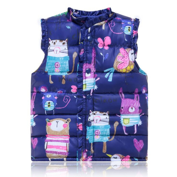 2017 Classic Autumn Winter Children's Sweet Floral Jackets Coats Cotton Warm Gitls Vest Waistcoat Kids Outerwear Vests 2-7 Years