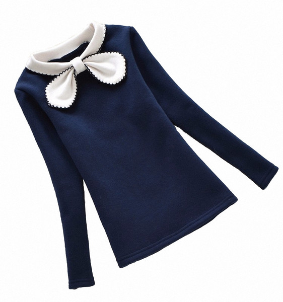 good quality 2019 girls winter sweater warm bow sweatershirt kids princess style cotton outerwear fashion solid chidlren clothing