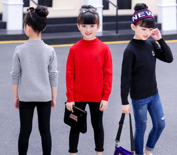 Fashion Girl Clothing Sets Kids Clothing knitting Solid Sweater outer wear Pullover