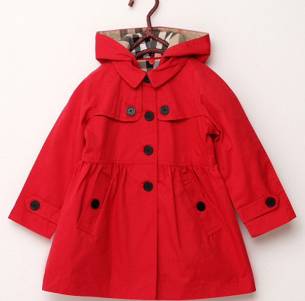 new childrens clothing girl spring and autumn princess coat solid color medium-long single breasted trench babys outerwear