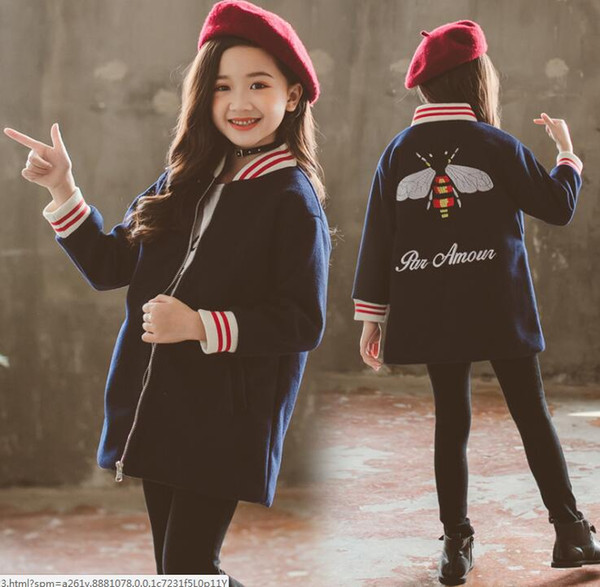 Girls Fall/Winter quilted padded coat coat bee coat long children's casual windbreaker warm clothes