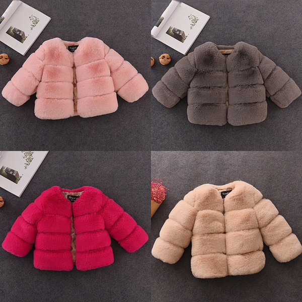 Autumn Winter Faux Solid Kids Jackets Coats Warm Children Fur Coat For Baby Girls Jacket Outerwear Parkas J190508