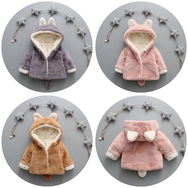 Rabbit hair Female baby winter coat baby girl child 2 years old girl Korean version plus velvet thick coat princess hair sweater coat
