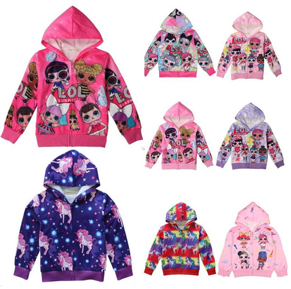 Cartoon Surprise Girls Zipper Coat Spring Autumn Hoodies Jacket Kids Sweatshirts Children Long Sleeve Hooded Top Coats For 3-7T A3126