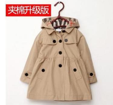 2018 new girl's winter princess coat in single color, medium long single-breasted trench coat