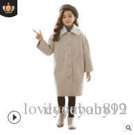 Girls woolen overcoat thickened medium and long Korean version of children's wear autumn and winter new children's woolen overcoat