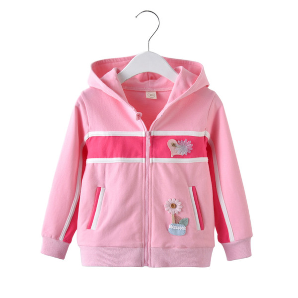 good quality children's clothing spring models girls jacket sweater children's zipper cardigan sports long-sleeved hooded
