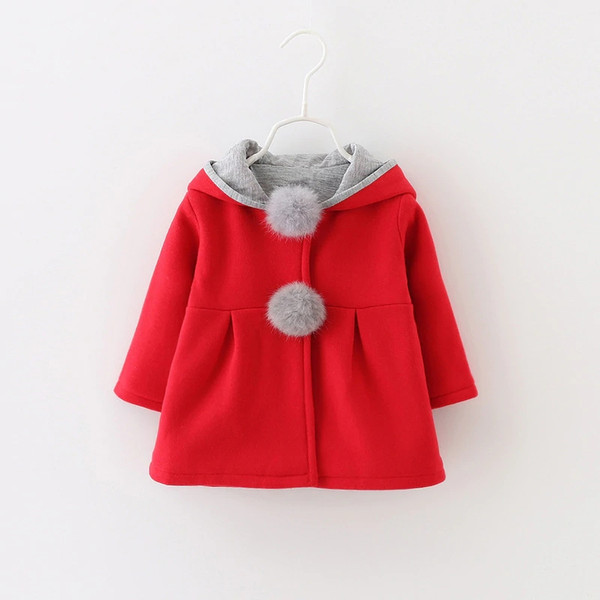 Cute Rabbit Ear Hooded Baby Girls Coat New Autumn Tops Kids Warm Jacket Outerwear & Coat Children Clothing Baby Wear Girl Coats