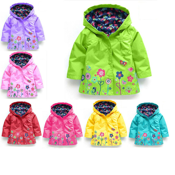 7 Color Girls flower Raincoat Kids Fashion Baby Girls Clothes Winter Coat Flower Raincoat Jacket For Windproof Outwear Free DHL