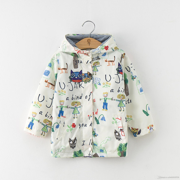 New spring and autumn girl clothing sun protection clothing printing cartoon pattern children windbreaker wish free shipping