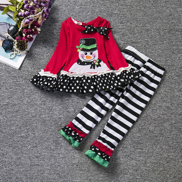 Foreign trade new Christmas snowman pattern jacket striped trousers suit two pieces of Christmas clothes spring winter