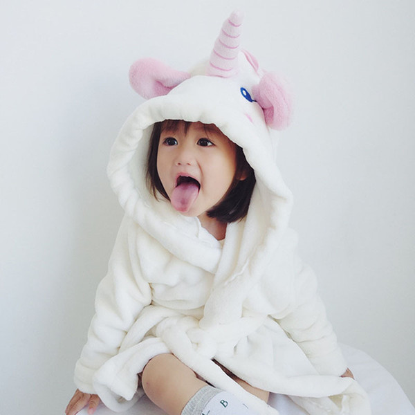 cute kids unicorn nightgowns baby girls bathrobe flannel nightdress long sleeve hooded pajamas children night wear homewear clothes