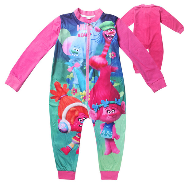 Girls Trolls Pajamas Trolls Rompers for kids Sleepwear For Girls Sleepwear Spring/Autumn Cartoon Kids Pajamas Free shipping LA351