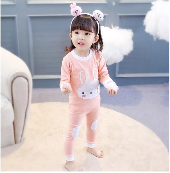 Girl Pajamas sets Baby Long Sleeve Rabbit Whale Printed Pajamas suits Clothing Kids Autumn Nightclothes Suit Two pieces Christmas Nightwear