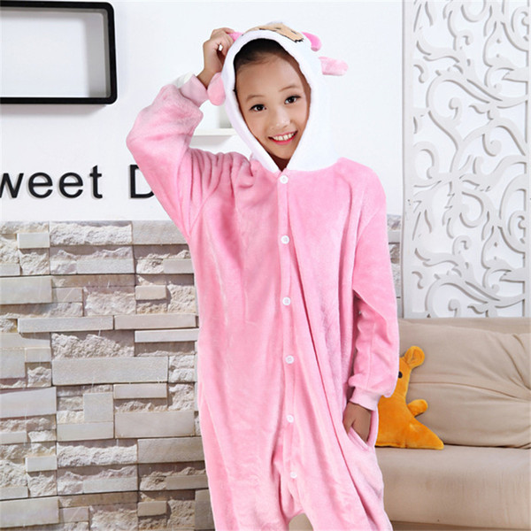 girl thick pajamas cute cartoon sheep style flannel animal pajamas for 3-13years children kids children sleepwear nightwear clothes