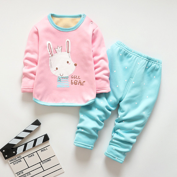 good qulaity girls clothing set cotton autumn sport 2pcs outfits for children cartoon pajamas suit bebe casual fleece sleepwear