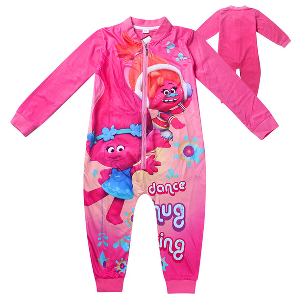 Girls Trolls Pajamas Trolls Rompers for kids Sleepwear For Girls Sleepwear Spring/Autumn Cartoon Kids Pajamas Free shipping LA351-2