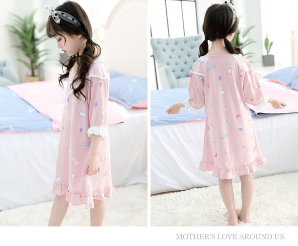 Children pajamas summer girl pajamas Princess pure cotton short sleeved Children Summer thin girl lovely home clothes