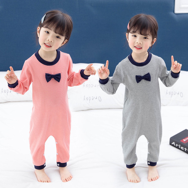 Quality 2019 Spring and Autumn Children's Siamese Pajamas Cotton Girls Siamese Clothes Baby Anti-Knitting Pajamas Nursing Tummy Home Service