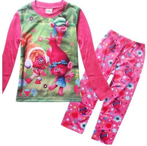 2017 new years pyjamas kids trolls sleepwear christmas children's pajamas kids clothing sets pijama infantil kids clothes