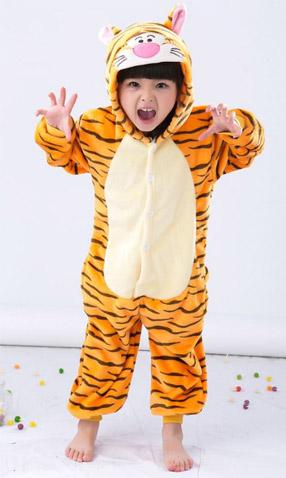 Good girl Child Tiger pattern Velve pajamas Onesies long-sleeved cartoon parent-child pajamas animal pattern pajama home clothe party