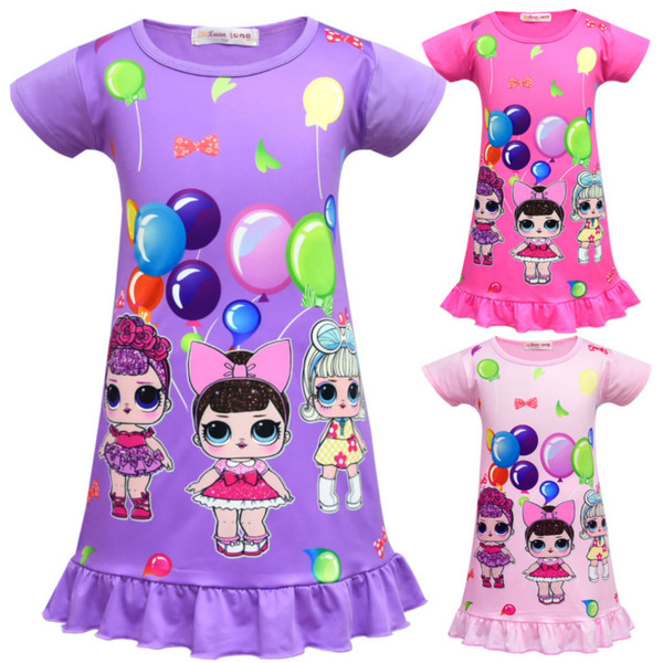 Children sleep in the summer dress in the long dress in the children's dress cartoon pattern skirt(5pcs/lot)