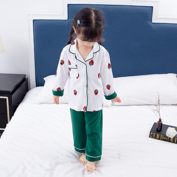 Girls Pajamas Home Service Set 2019 Summer New Strawberry Female Baby Korean Pajamas Air Conditioning Service Two-piece Set