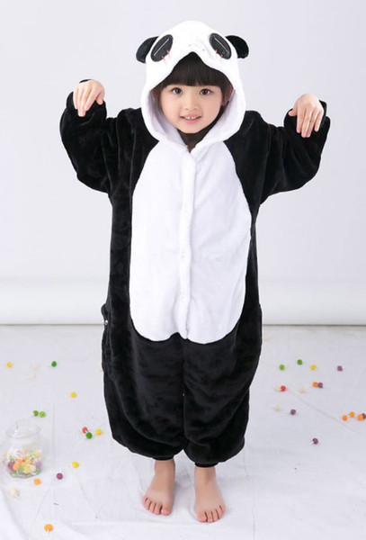 Good girl Child Panda black white flannel pajamas Onesies long-sleeved cartoon parent-child pajamas animal pattern pajamas home clothe party