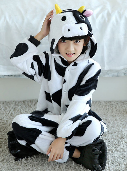 Good girl Child Cow pattern Velve grey white jamas Onesies long-sleeved cartoon parent-child pajamas animal pattern pajama home clothe party