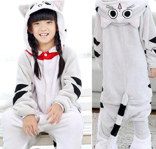 Good girl Child Cheese cat pattern Velve greyjamas Onesies long-sleeved cartoon parent-child pajamas animal pattern pajama home clothe party