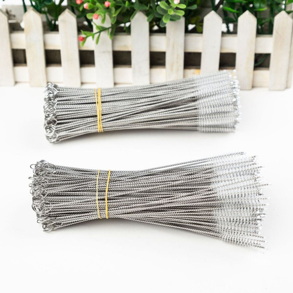 17cm Straw Metal Brush Baby Bottle Nipple Cleaners Stainless Steel Brush Water Glass Brush Drinking Pipe Tube Cleaning Tools 2020E3404