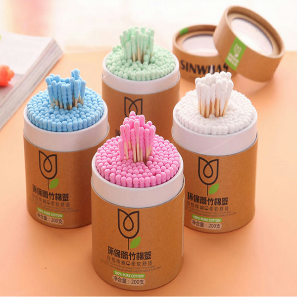 Double headed spiral cotton swab, ear colored cotton swabs box, disposable cotton swab sticks C1607