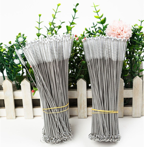 17cm Straw Metal Brush Bottle Cleaners Stainless Steel Cleaning Brush Milk Bottle Brush Drinking Pipe Cleaners Tube Cleaning Tools New E3404