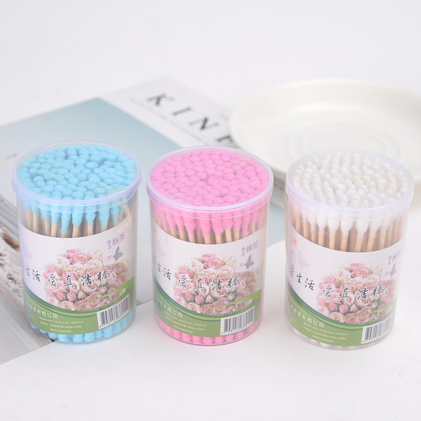 Cotton Swabs Health Care About 100 One Bottle Cotton Swabs Wood Double Head Swabs Cosmetic Cotton Pick Ear