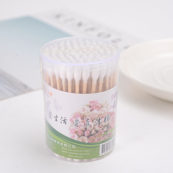 Cotton Swabs Health Care About 100 One Bottle Cotton Swabs Wood Double Head Swabs Cosmetic Cotton Pick Ear Baby Kids Maternity