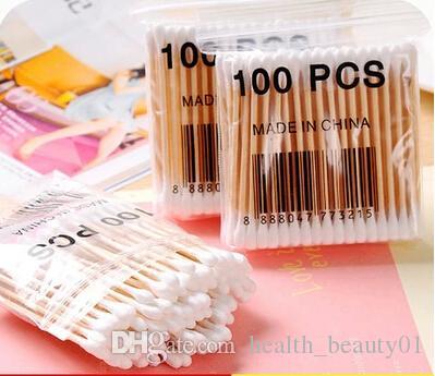 100 pieces/Pack 7.4cm Double Head Wood Cotton Swabs Stick Buds Tip For Medical Cure Health Beauty Disposable Bud Repair Tools