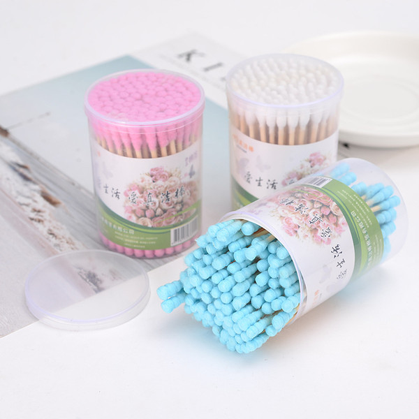 Cotton Swabs About 100 One Bottle Cotton Swabs Wood Double Head Swabs Cosmetic Cotton Pick Ear