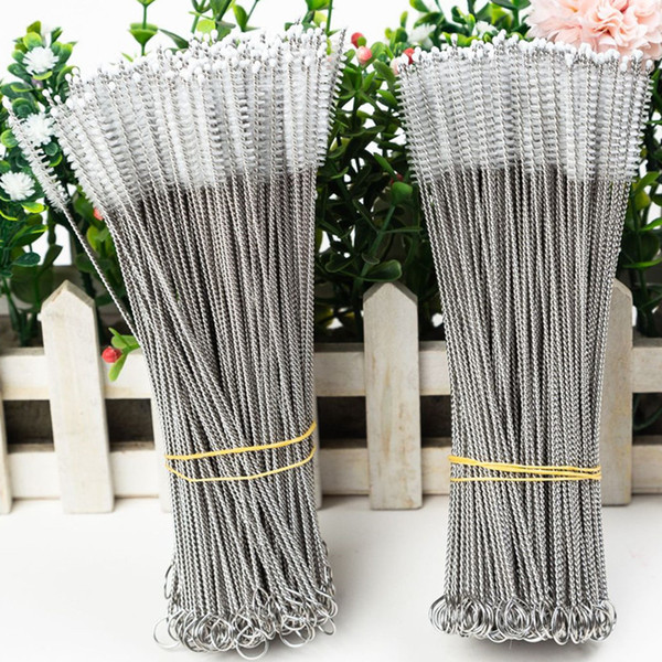 17cm Straw Metal Brush Baby Bottle Nipple Cleaners Stainless Steel Brush Milk Bottle Brush Drinking Pipe Tube Cleaning Tools 2020E3404