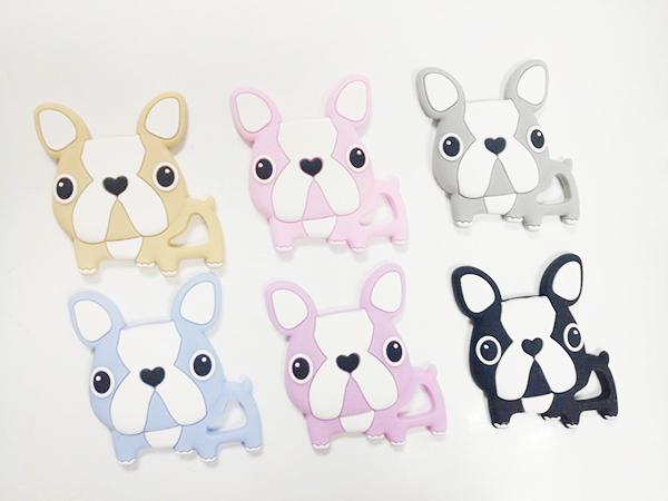 Lovey Puppy Baby Teethers Toy Cute Dog Teething Beads BPA Free Silicone Chewable Teethers Safe Baby Chew Charm Toys