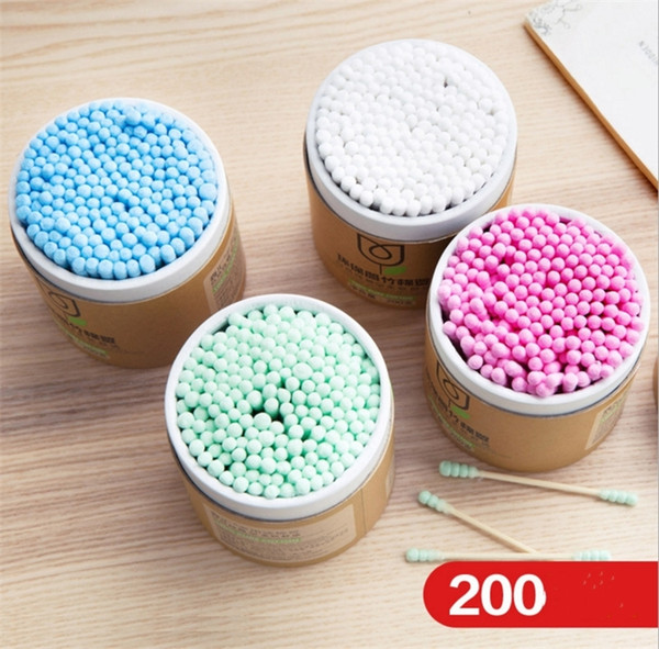 Double headed spiral cotton swab, ear colored cotton swabs box, disposable cotton swab sticks FB034