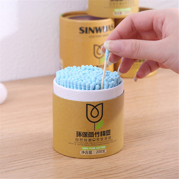 Double Head Cotton Swab Stick Paper Tube Barrel Children's Small Head High-grade Sponge Wooden Stick Makeup Remover Daily Care Maternity