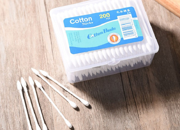Ear Picks Paper Double Head Cotton Cleaning Removing Swab Bud Plastic Pipe Cotton Sticks 200pcs/box